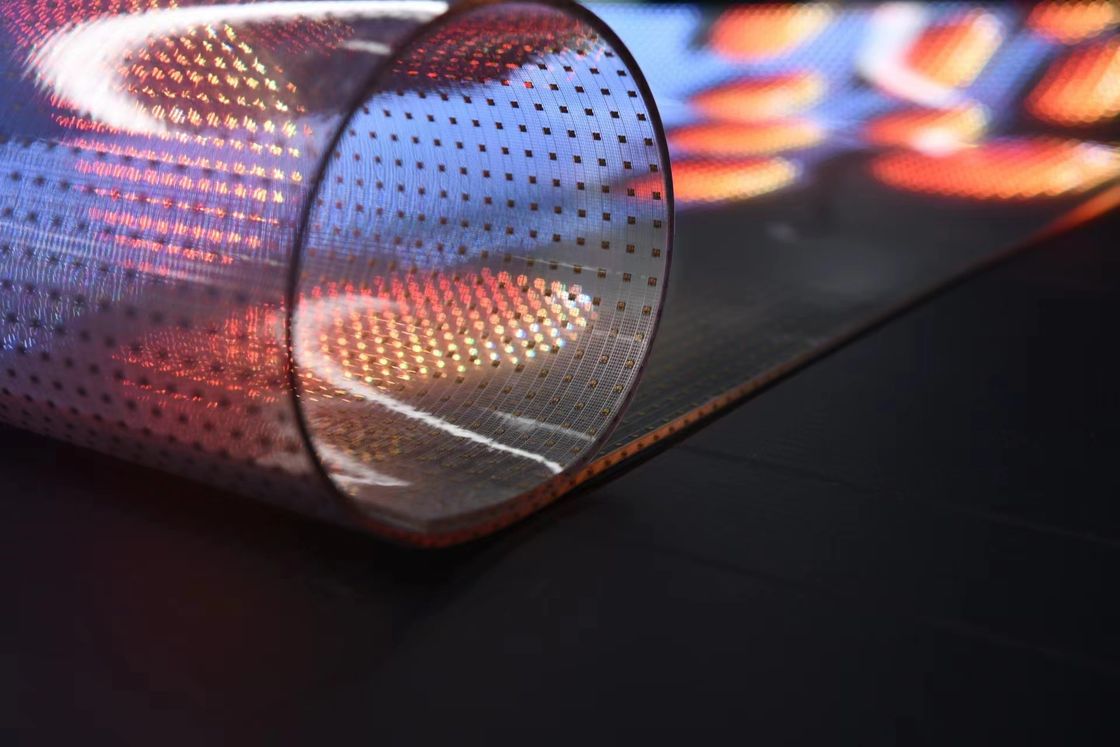 P6 P10 Panneau d'affichage à LED transparent Flexible pleine couleur pour intérieur